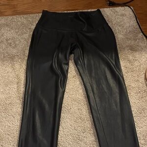 Black High-Waisted Women's Pants pleather